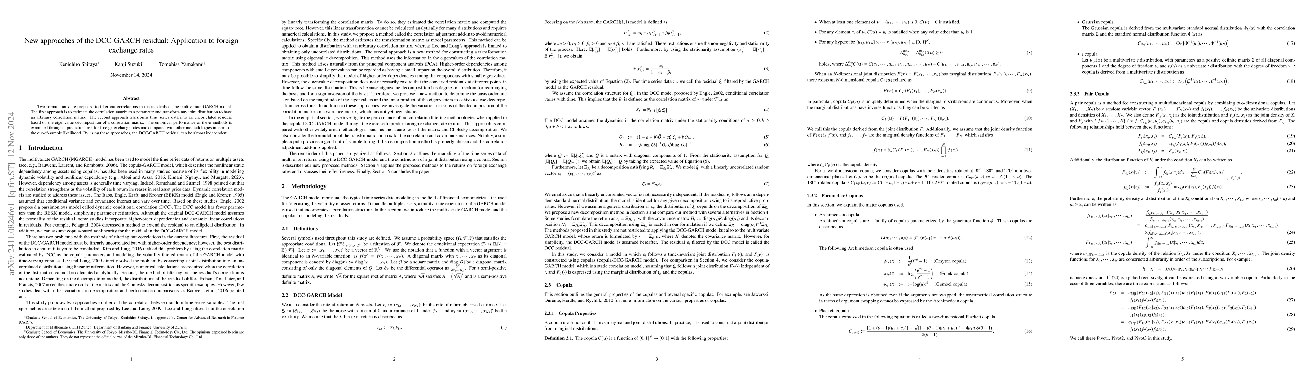 Thumbnail for New approaches of the DCC-GARCH residual: Application to foreign
  exchange rates