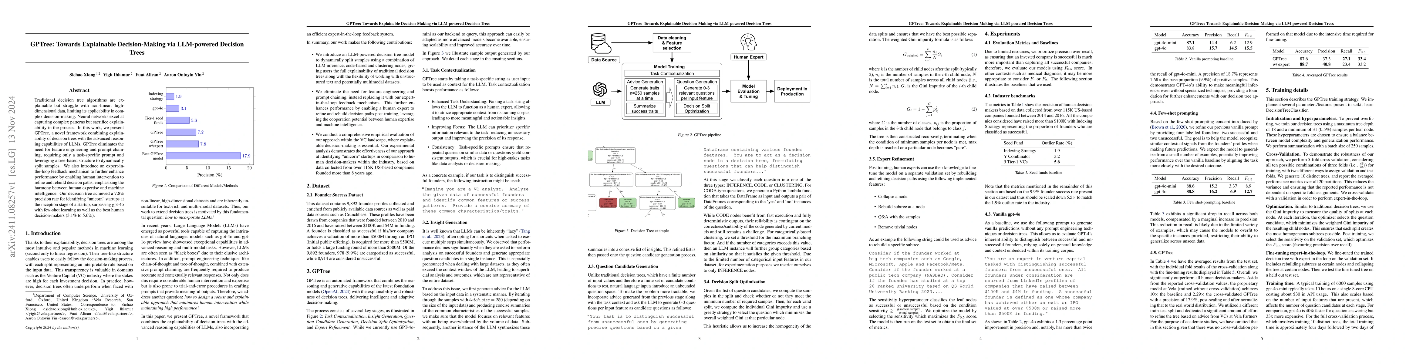 Thumbnail for GPTree: Towards Explainable Decision-Making via LLM-powered Decision
  Trees