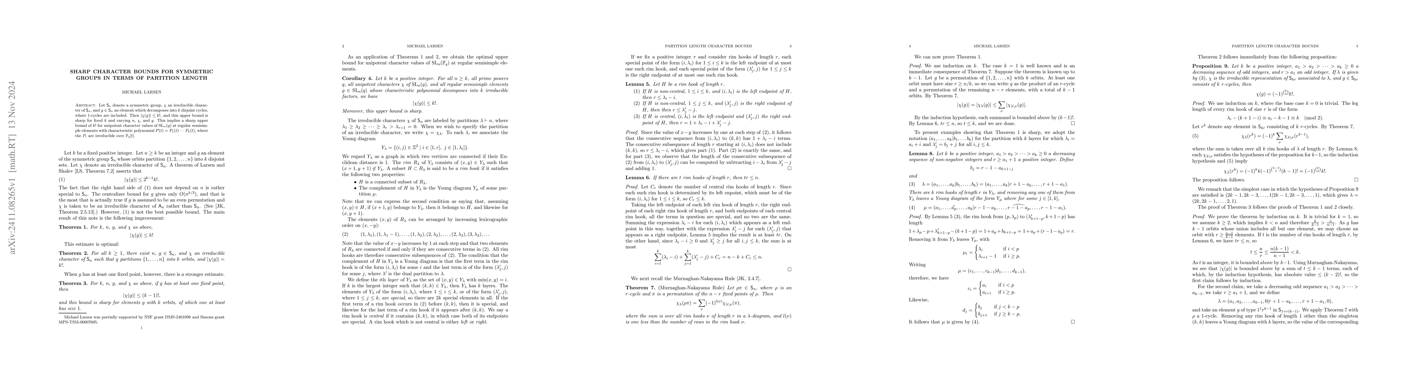 Thumbnail for Sharp character bounds for symmetric groups in terms of partition length