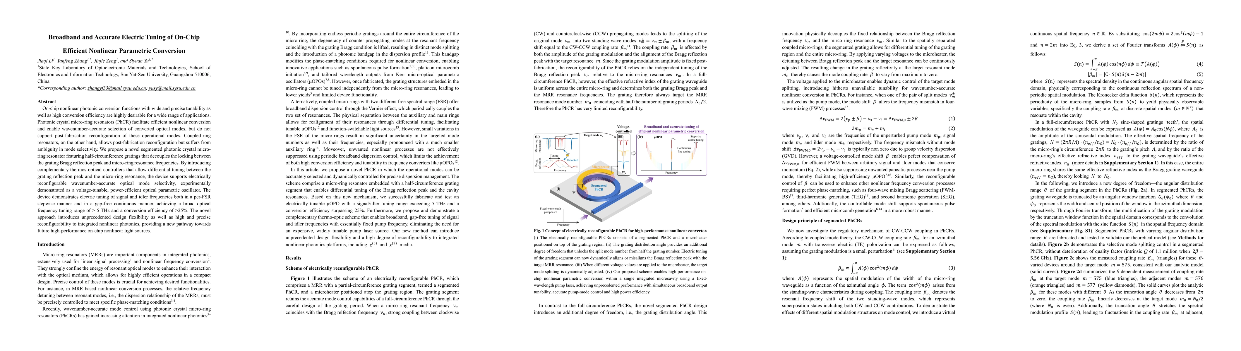 Thumbnail for Broadband and Accurate Electric Tuning of On-Chip Efficient Nonlinear
  Parametric Conversion