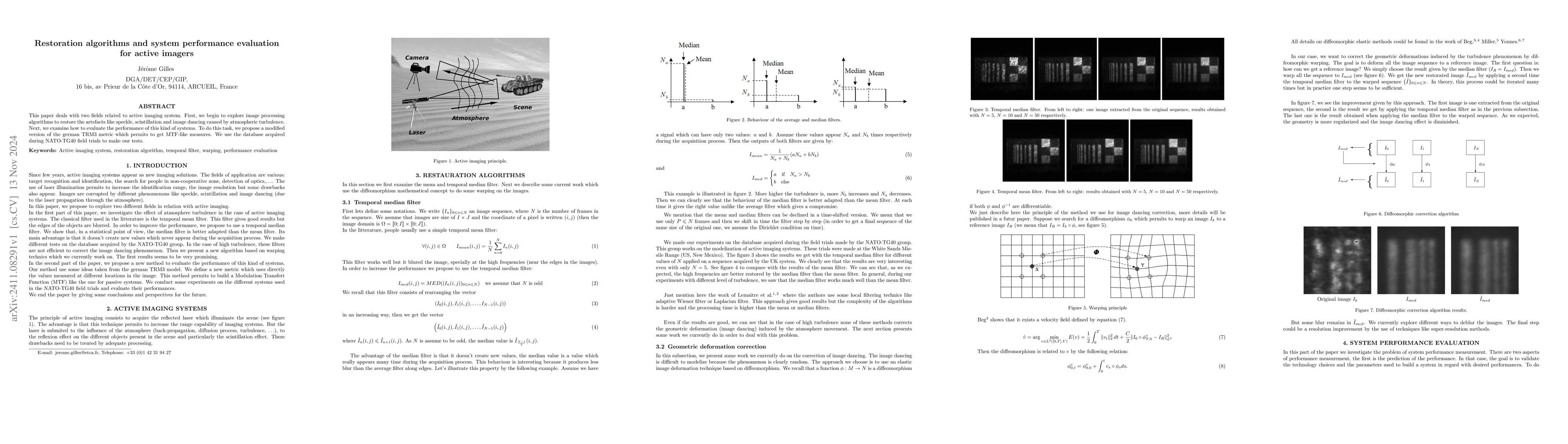 Thumbnail for Restoration algorithms and system performance evaluation for active
  imagers