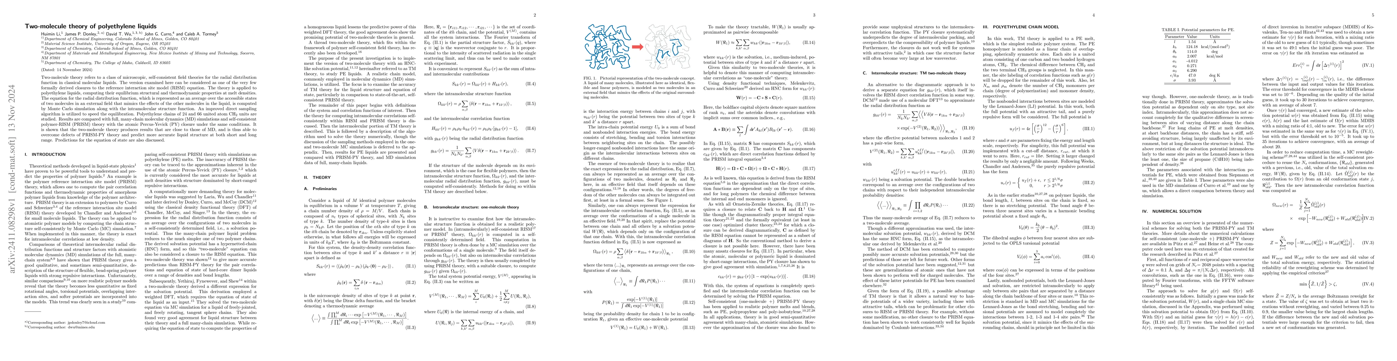 Thumbnail for Two-molecule theory of polyethylene liquids
