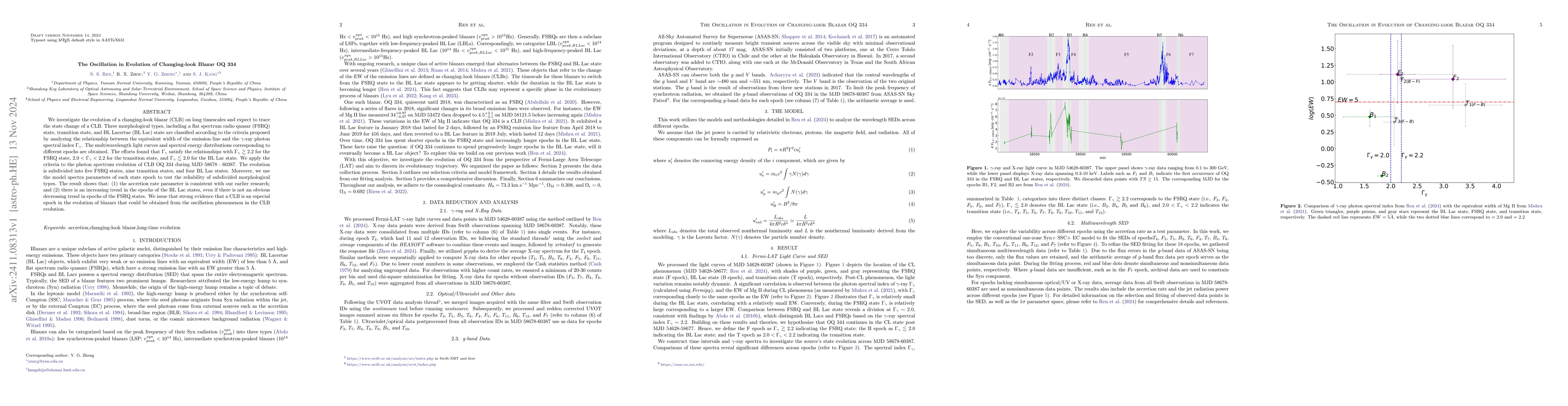 Thumbnail for The Oscillation in Evolution of Changing-look Blazar OQ 334