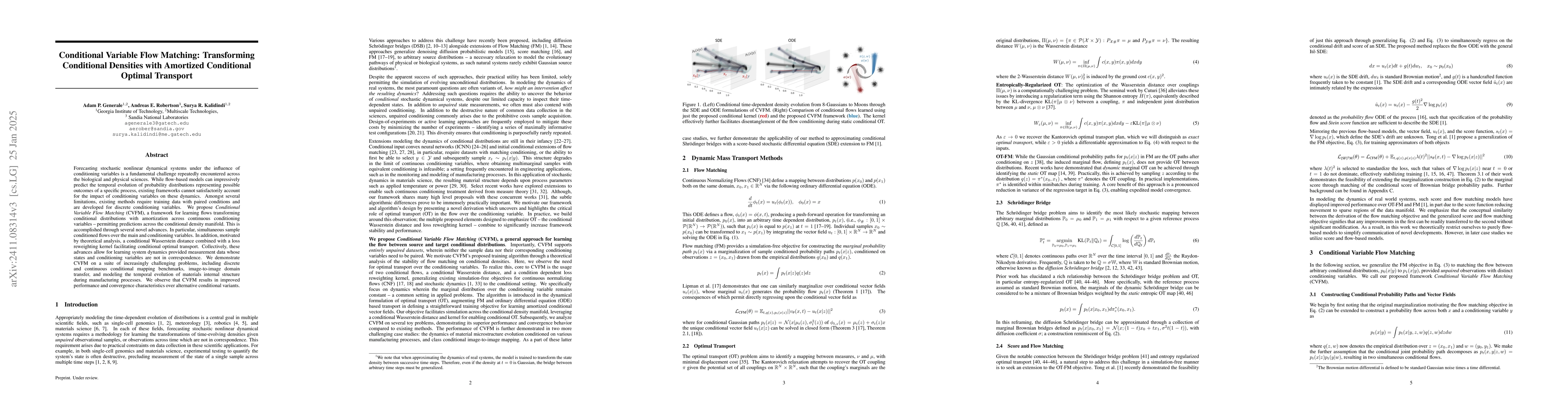 Thumbnail for Conditional Variable Flow Matching: Transforming Conditional Densities
  with Amortized Conditional Optimal Transport