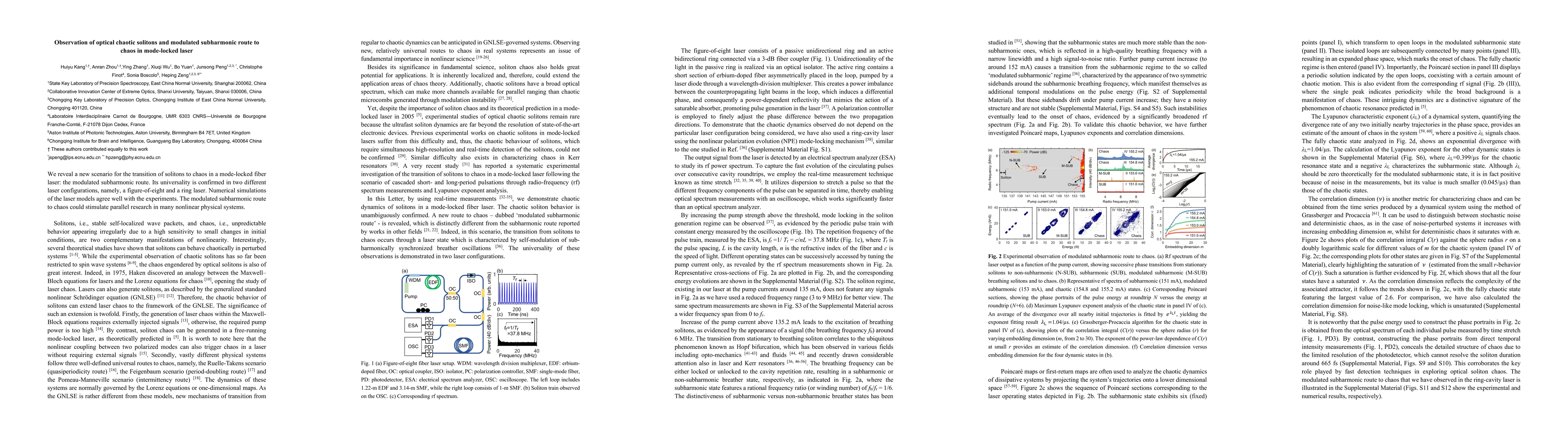 Thumbnail for Observation of optical chaotic solitons and modulated subharmonic route
  to chaos in mode-locked laser