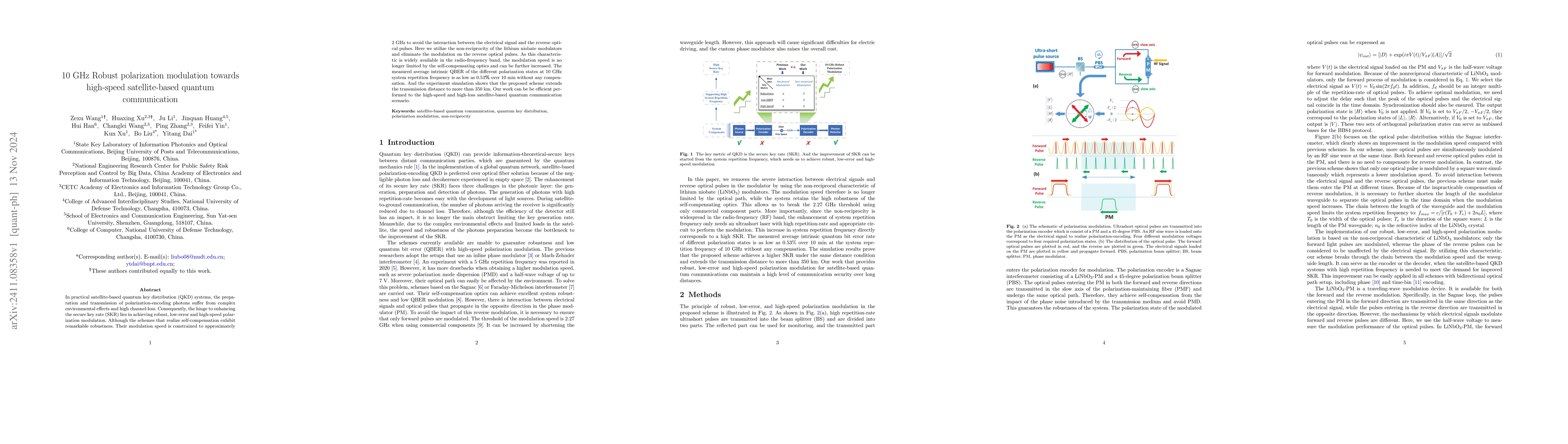 Thumbnail for 10 GHz Robust polarization modulation towards high-speed satellite-based
  quantum communication