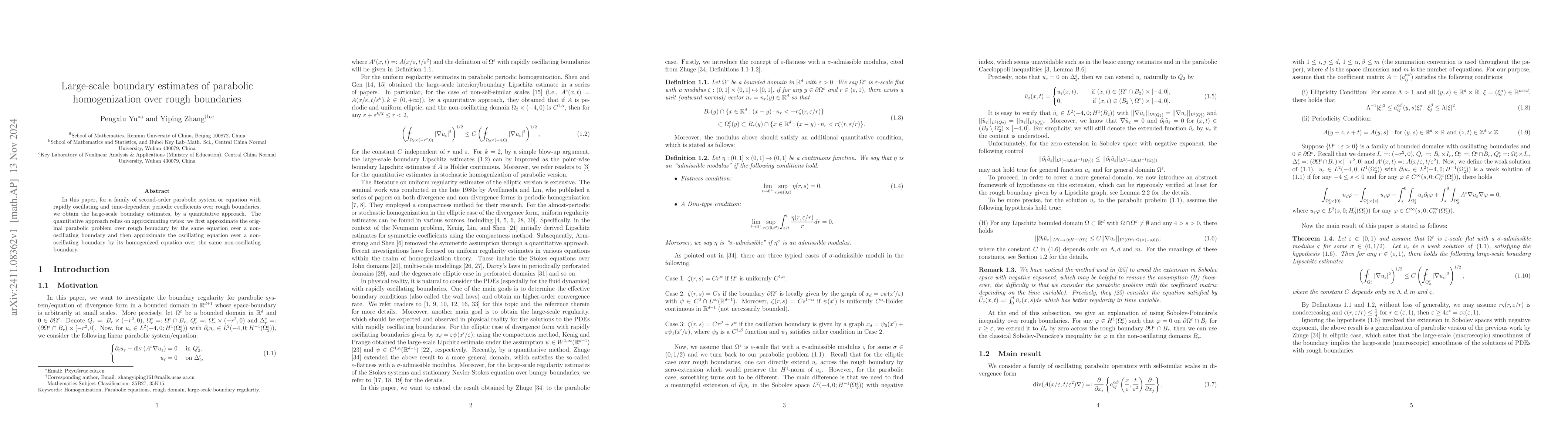 Thumbnail for Large-scale boundary estimates of parabolic homogenization over rough
  boundaries