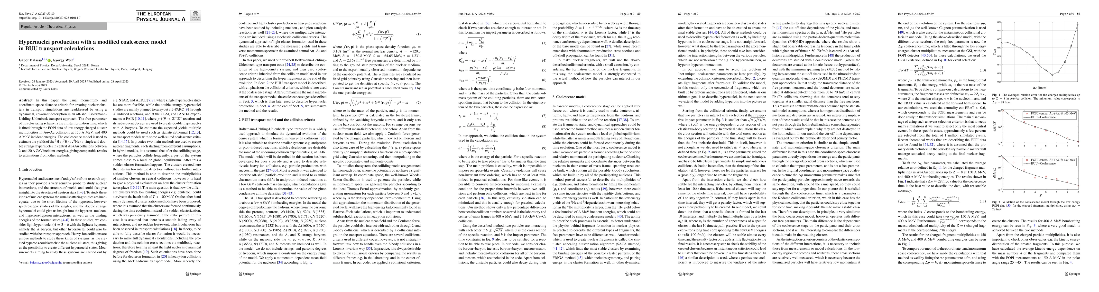 Thumbnail for Hypernuclei production with a modified coalescence model in BUU
  transport calculations