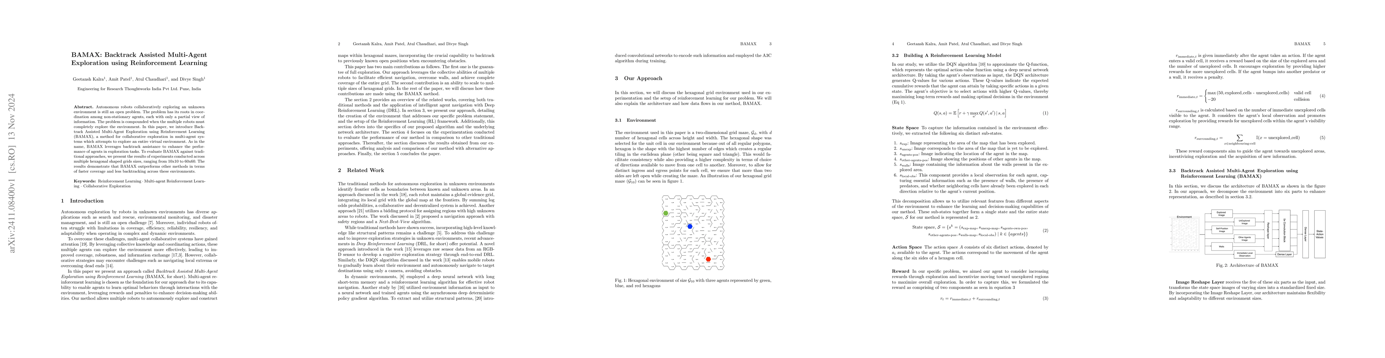 Thumbnail for BAMAX: Backtrack Assisted Multi-Agent Exploration using Reinforcement
  Learning