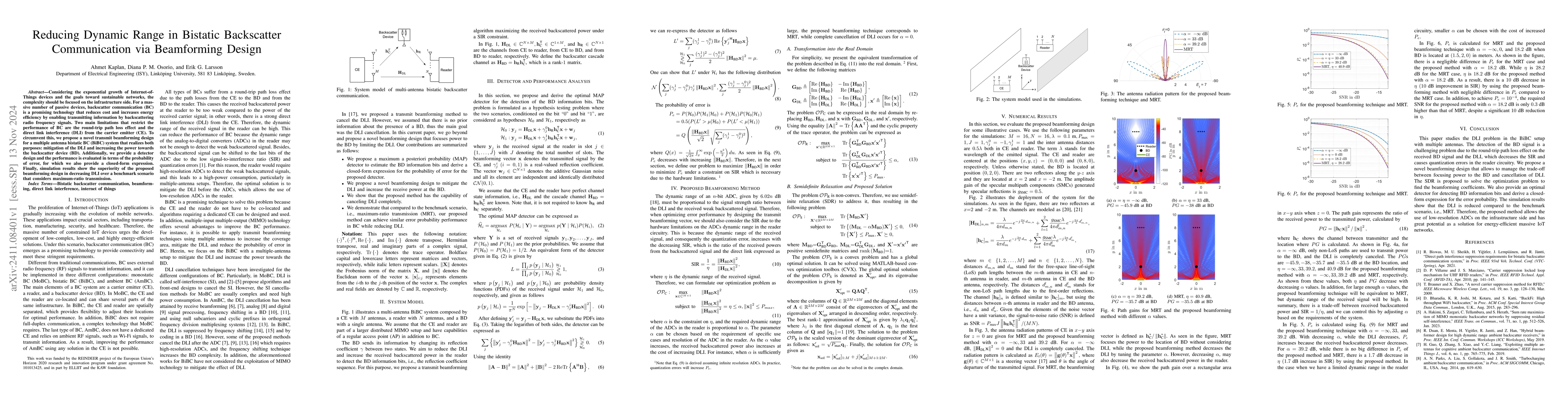 Thumbnail for Reducing Dynamic Range in Bistatic Backscatter Communication via
  Beamforming Design