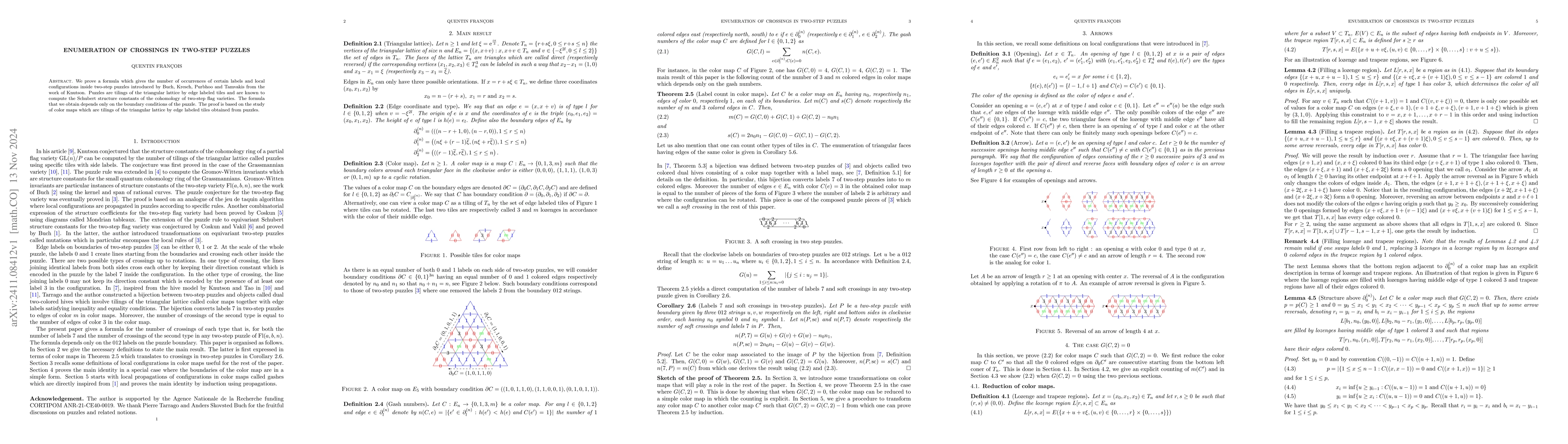 Thumbnail for Enumeration of crossings in two-step puzzles
