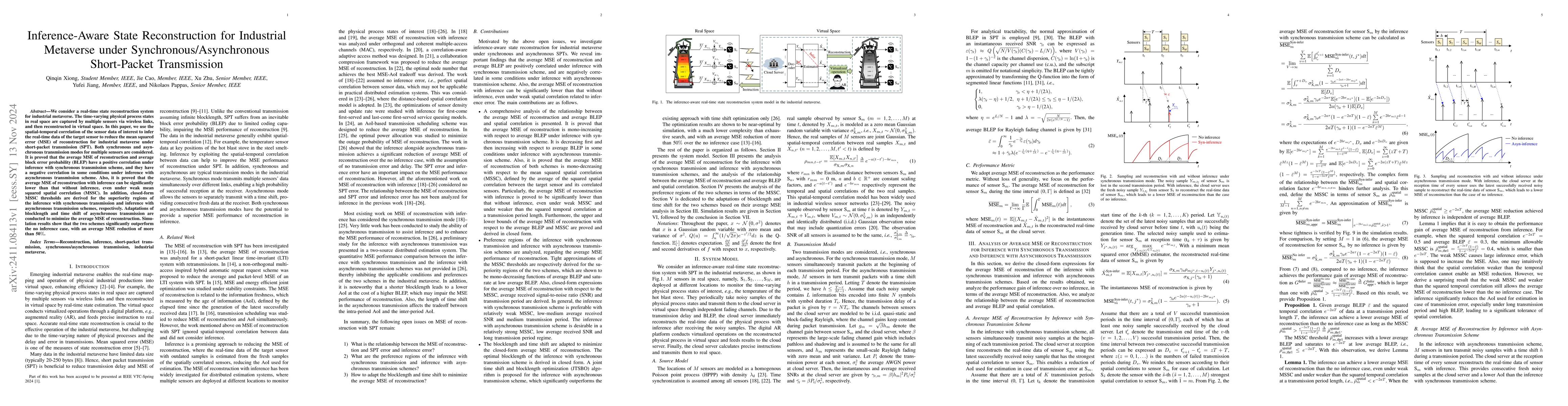 Thumbnail for Inference-Aware State Reconstruction for Industrial Metaverse under
  Synchronous/Asynchronous Short-Packet Transmission