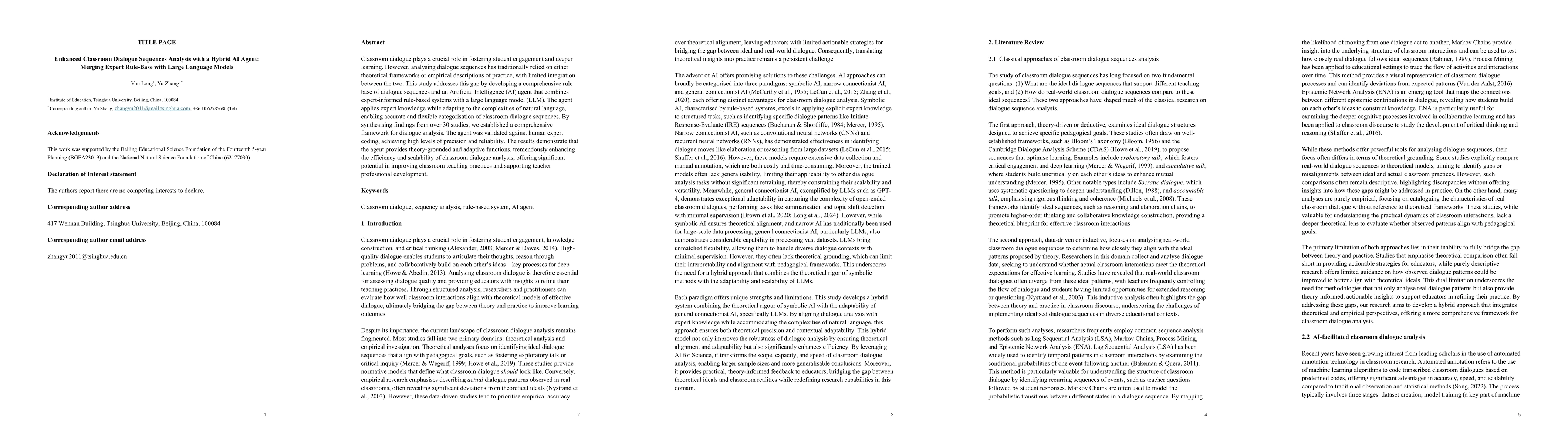 Thumbnail for Enhanced Classroom Dialogue Sequences Analysis with a Hybrid AI Agent:
  Merging Expert Rule-Base with Large Language Models
