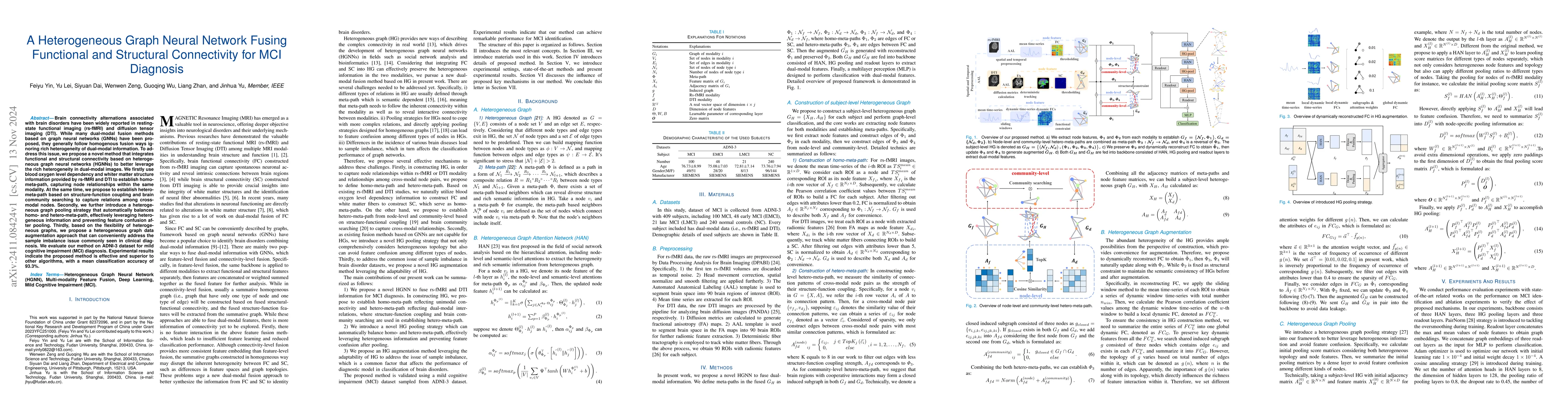 Thumbnail for A Heterogeneous Graph Neural Network Fusing Functional and Structural
  Connectivity for MCI Diagnosis