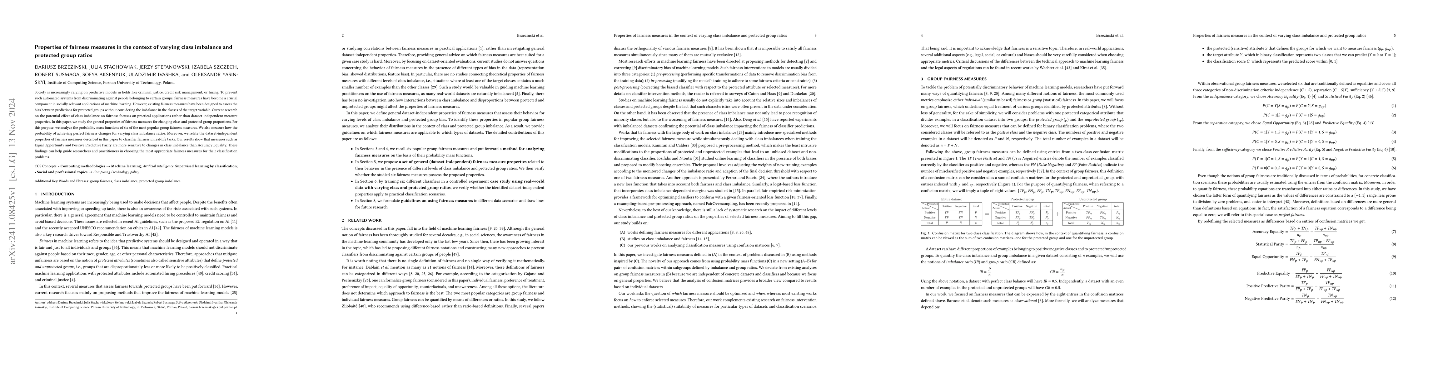 Thumbnail for Properties of fairness measures in the context of varying class
  imbalance and protected group ratios
