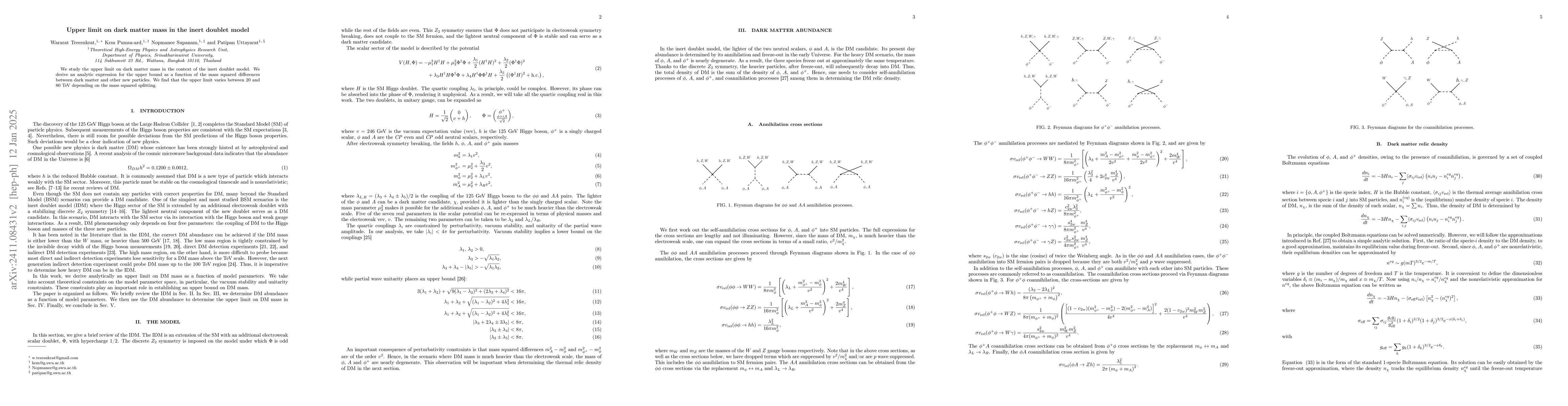 Thumbnail for Upper limit on dark matter mass in the inert doublet model