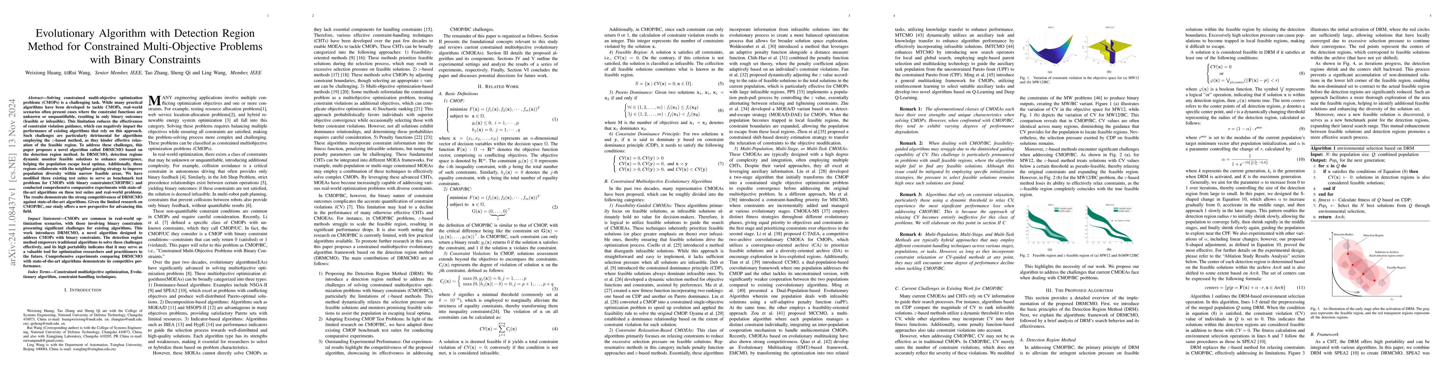 Thumbnail for Evolutionary Algorithm with Detection Region Method for Constrained
  Multi-Objective Problems with Binary Constraints