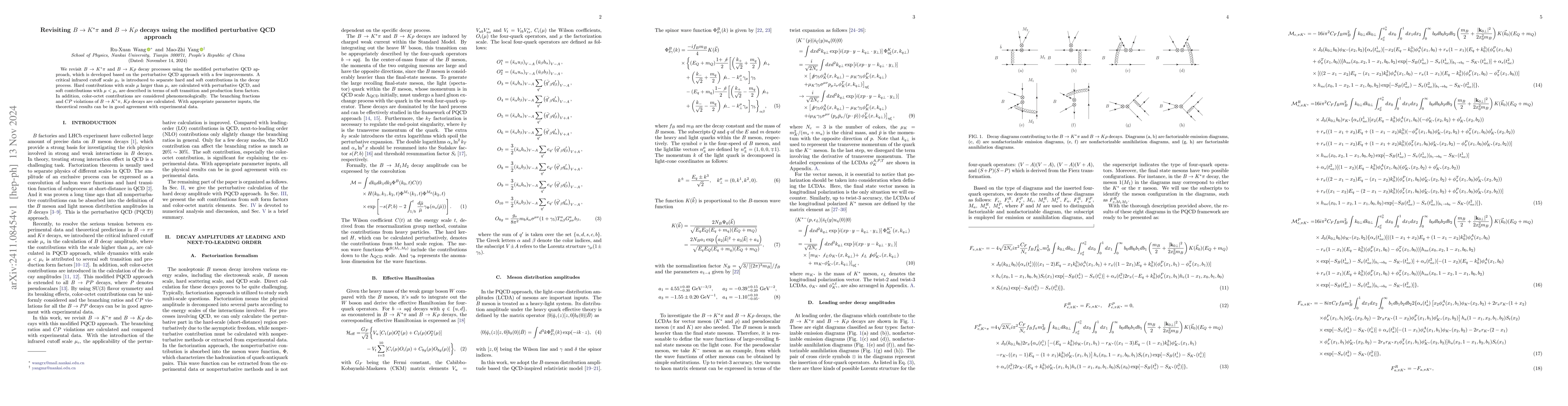 Thumbnail for Revisiting $B\to K^*π$ and $B\to Kρ$ decays using the modified
  perturbative QCD approach