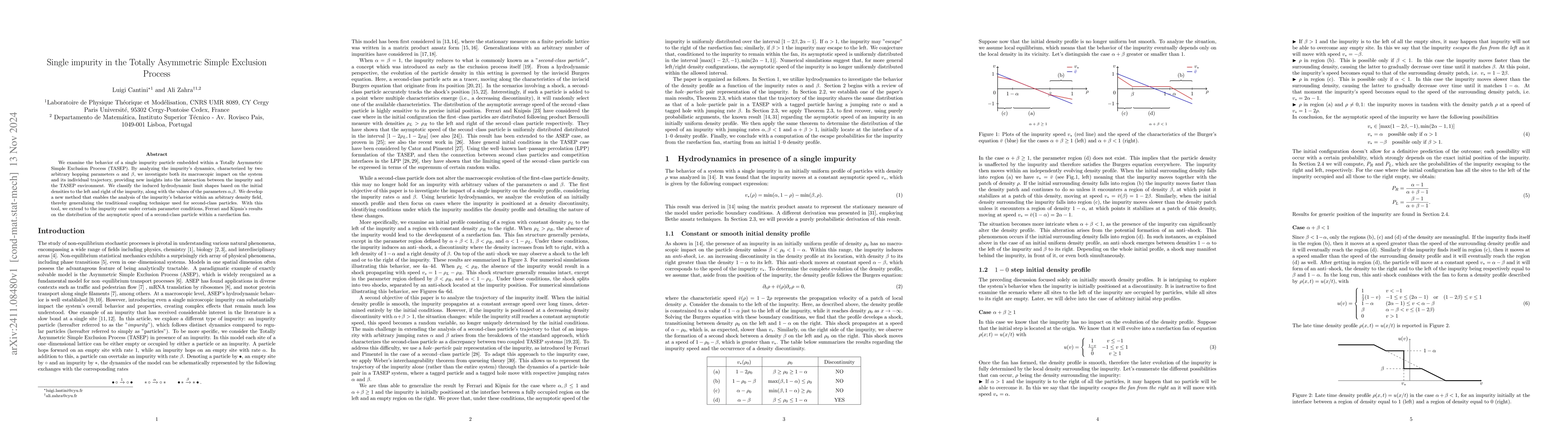 Thumbnail for Single impurity in the Totally Asymmetric Simple Exclusion Process