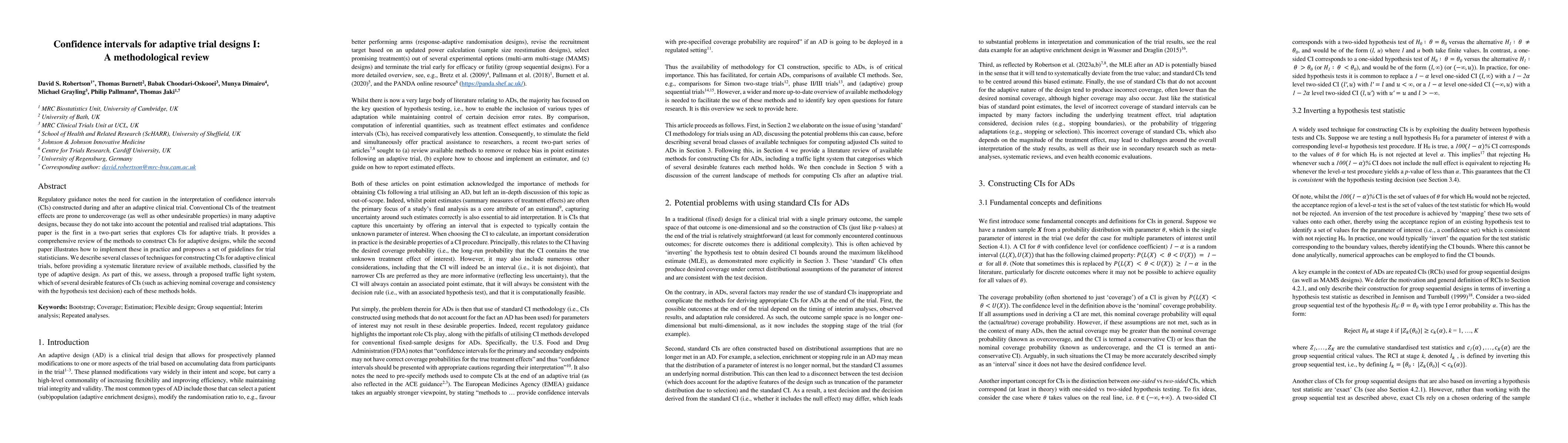 Thumbnail for Confidence intervals for adaptive trial designs I: A methodological
  review