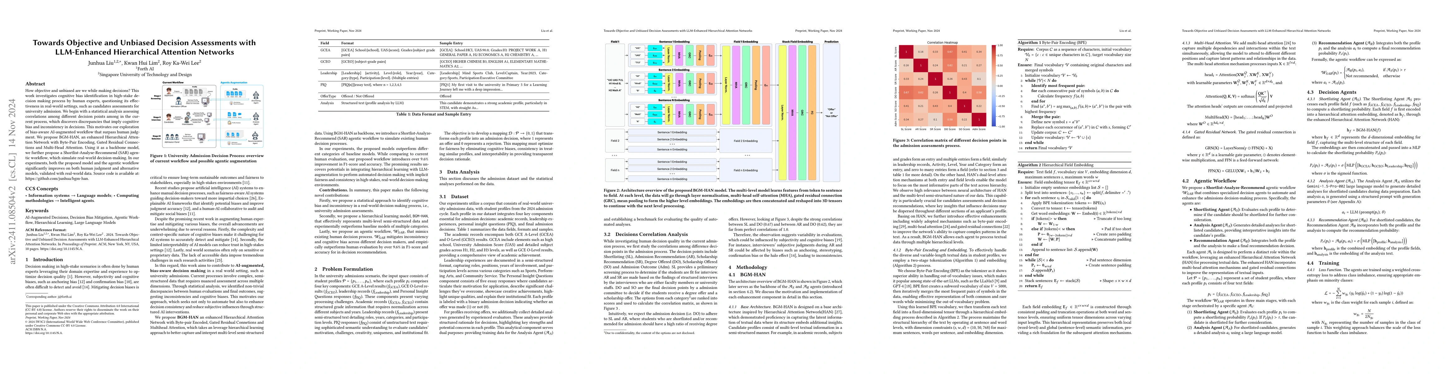 Thumbnail for Towards Objective and Unbiased Decision Assessments with LLM-Enhanced
  Hierarchical Attention Networks