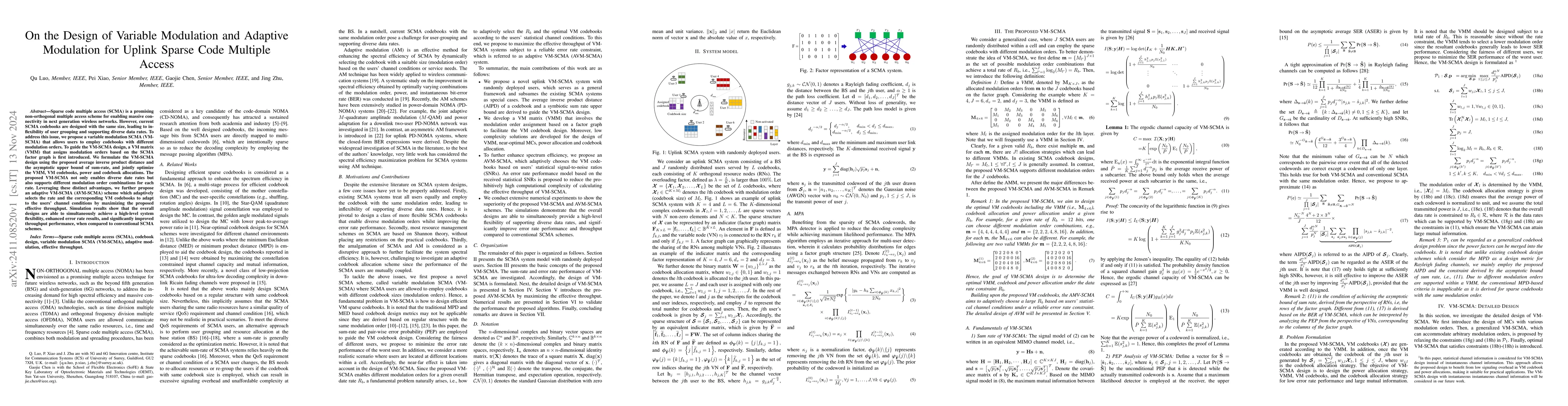 Thumbnail for On the Design of Variable Modulation and Adaptive Modulation for Uplink
  Sparse Code Multiple Access