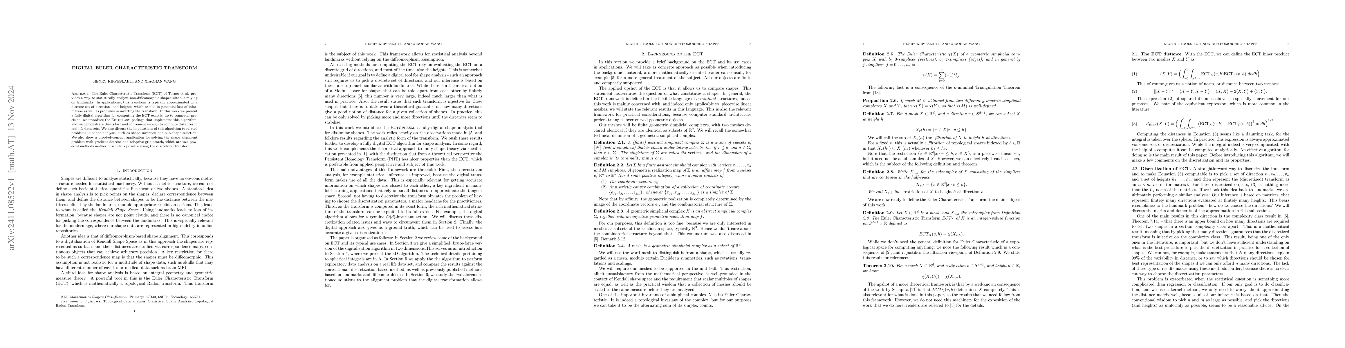 Thumbnail for Digital Euler Characteristic Transform
