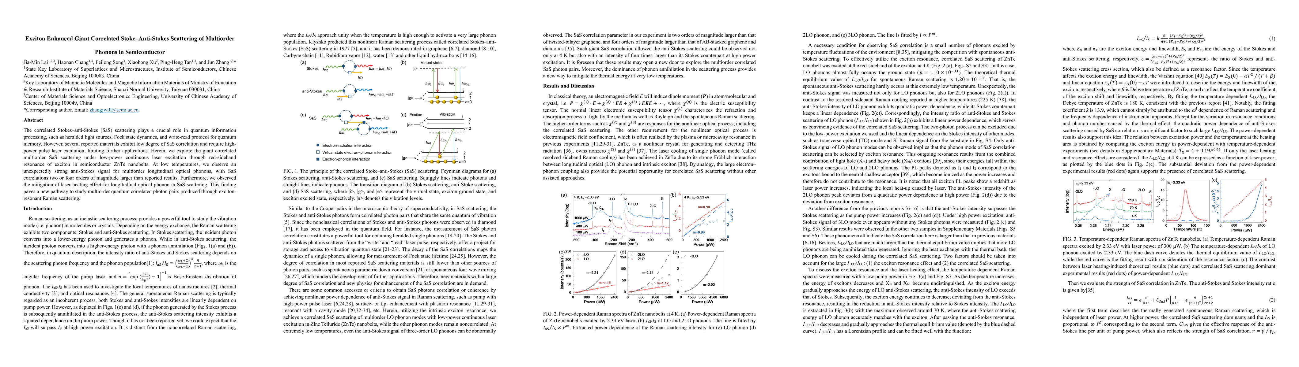 Thumbnail for Exciton Enhanced Giant Correlated Stoke AntiStokes Scattering of
  Multiorder Phonons in Semiconductor