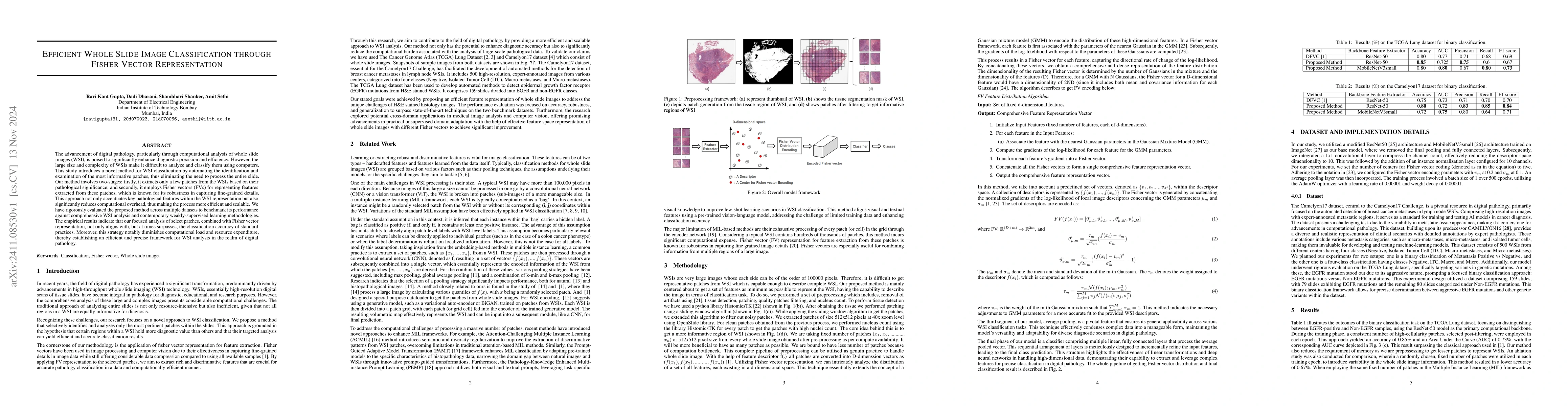 Thumbnail for Efficient Whole Slide Image Classification through Fisher Vector
  Representation