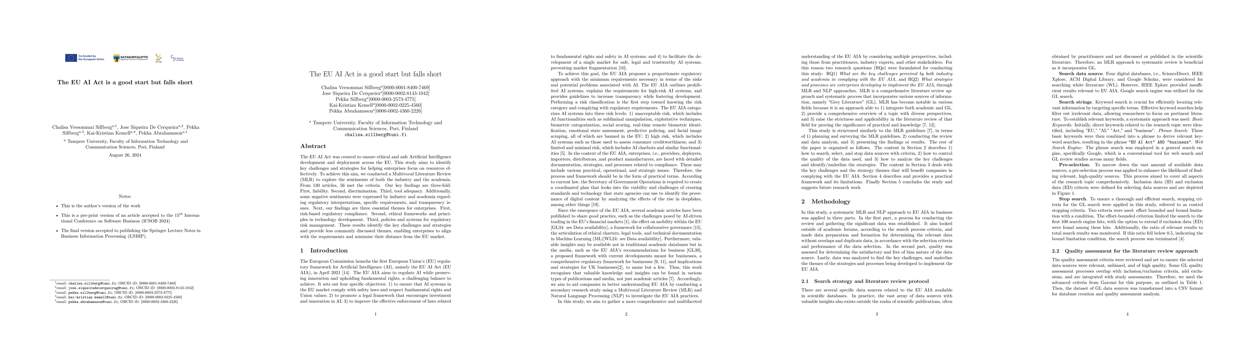 Thumbnail for The EU AI Act is a good start but falls short