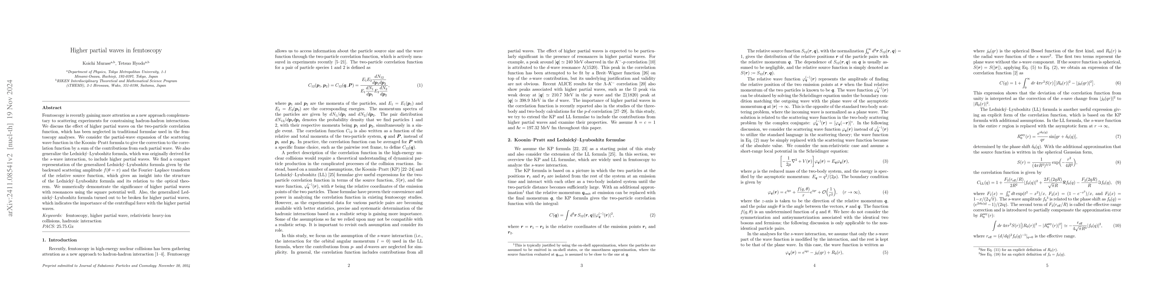 Thumbnail for Higher partial waves in femtoscopy
