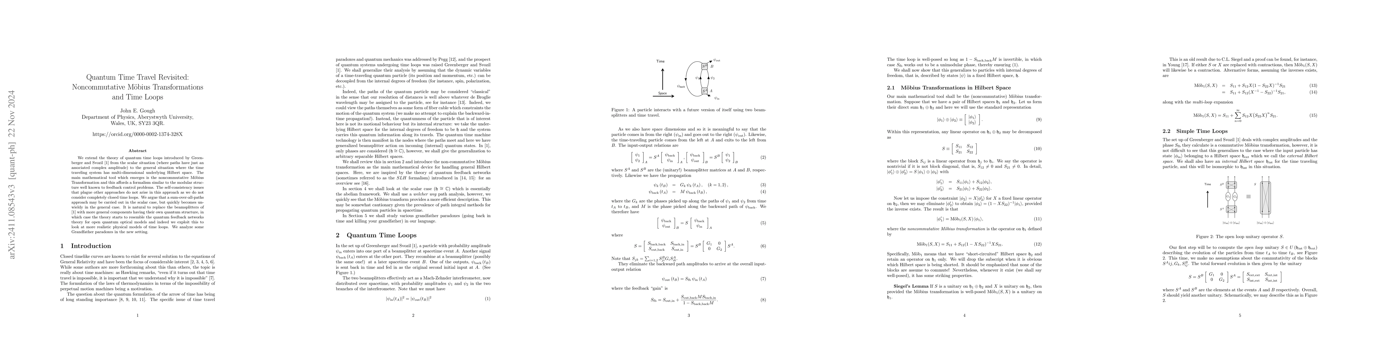 Thumbnail for Quantum Time Travel Revisited: Noncommutative Möbius Transformations
  and Time Loops