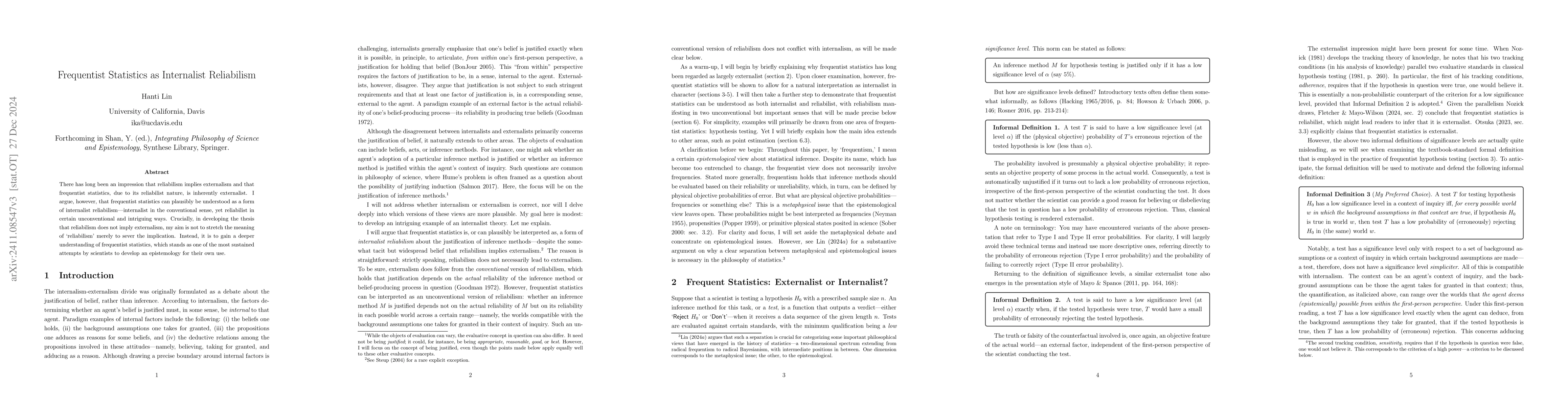 Thumbnail for Frequentist Statistics as Internalist Reliabilism