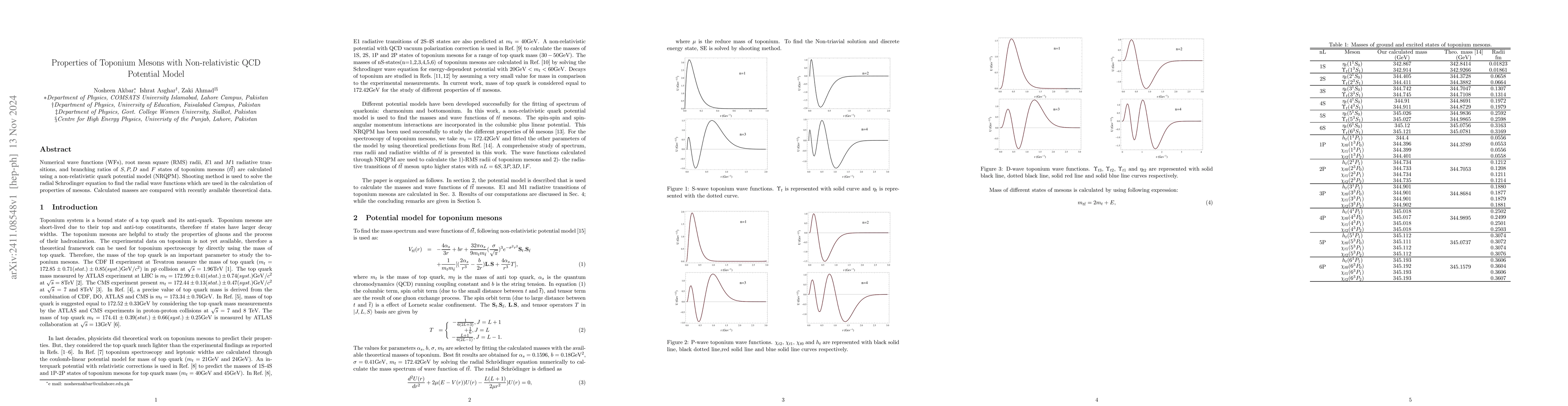 Thumbnail for Properties of Toponium Mesons with Non-relativistic QCD Potential Model