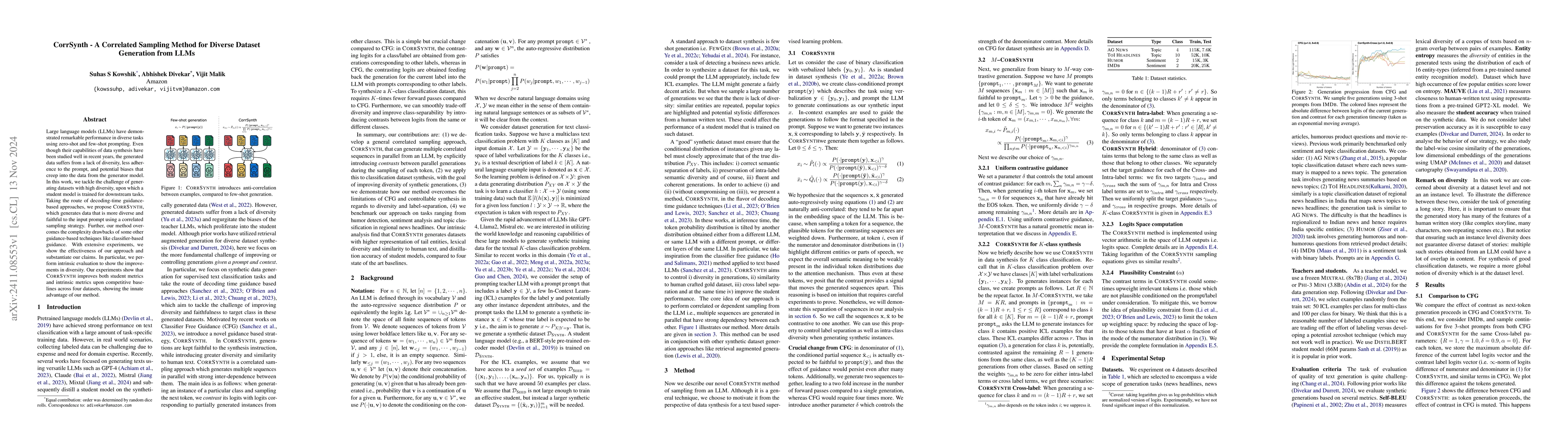 Thumbnail for CorrSynth -- A Correlated Sampling Method for Diverse Dataset Generation
  from LLMs