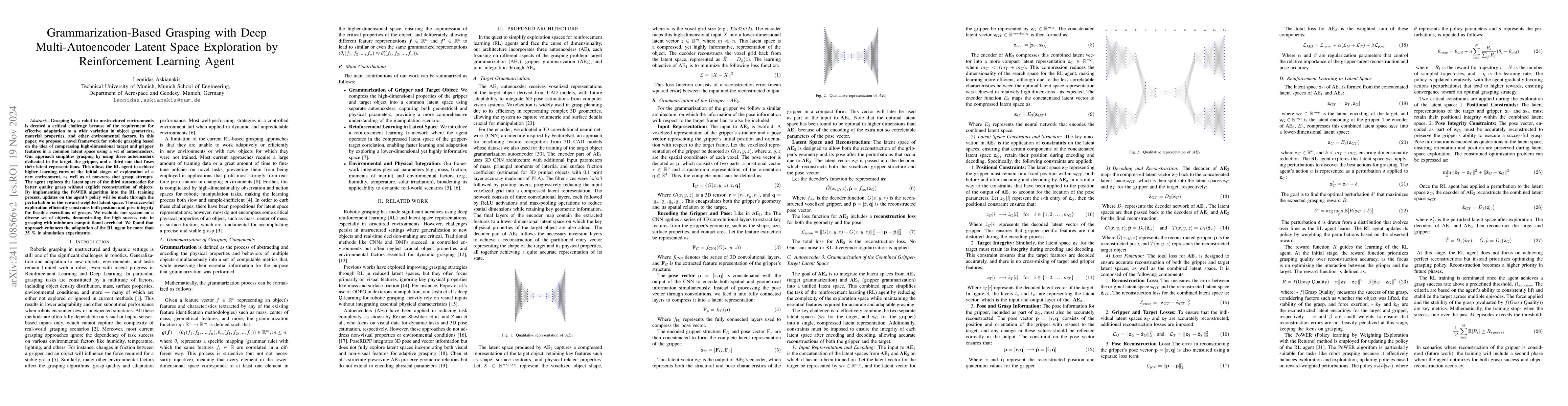 Thumbnail for Grammarization-Based Grasping with Deep Multi-Autoencoder Latent Space
  Exploration by Reinforcement Learning Agent