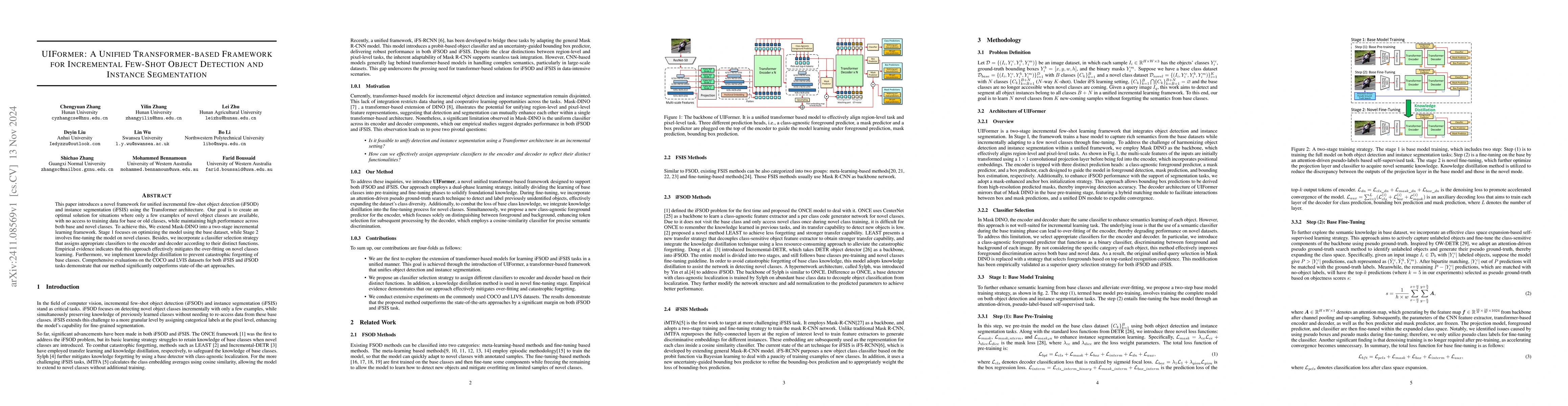 Thumbnail for UIFormer: A Unified Transformer-based Framework for Incremental Few-Shot
  Object Detection and Instance Segmentation