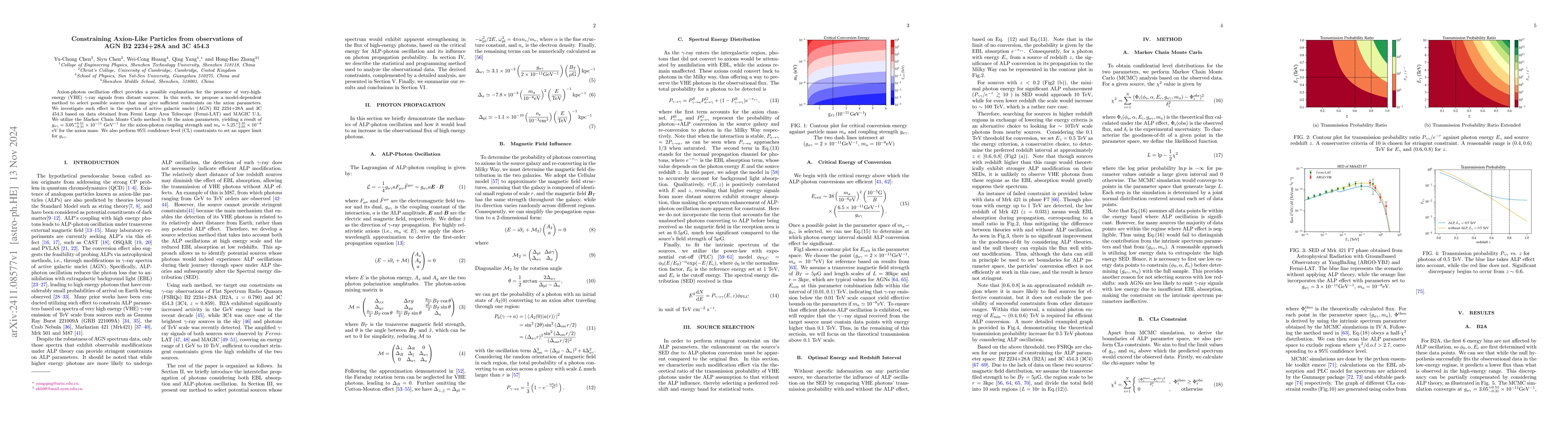 Thumbnail for Constraining Axion-Like Particles from observations of AGN B2 2234+28A
  and 3C 454.3