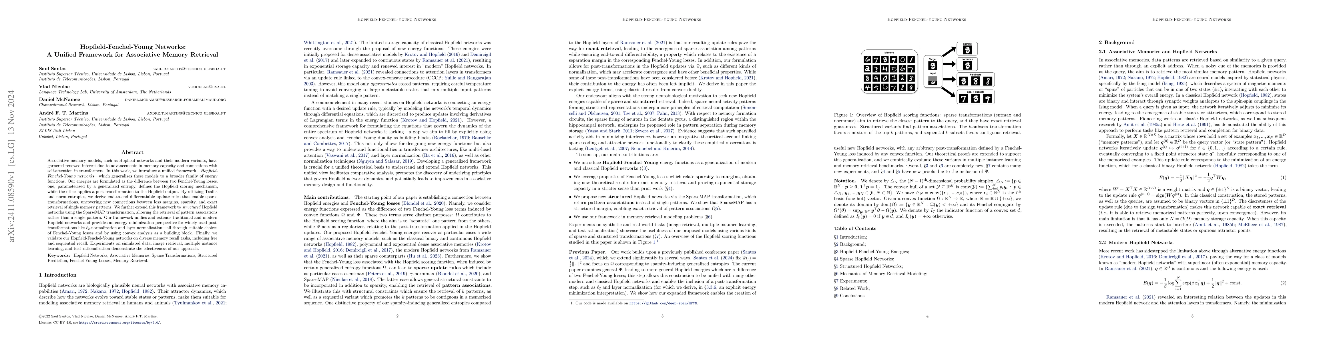 Thumbnail for Hopfield-Fenchel-Young Networks: A Unified Framework for Associative
  Memory Retrieval