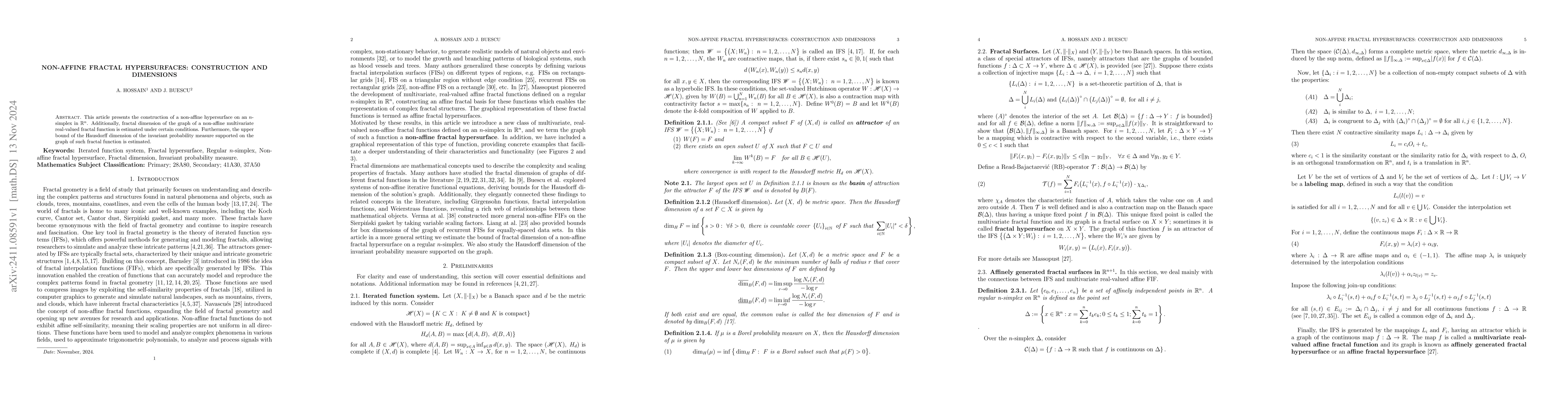 Thumbnail for Non-affine fractal hypersurfaces: construction and dimensions