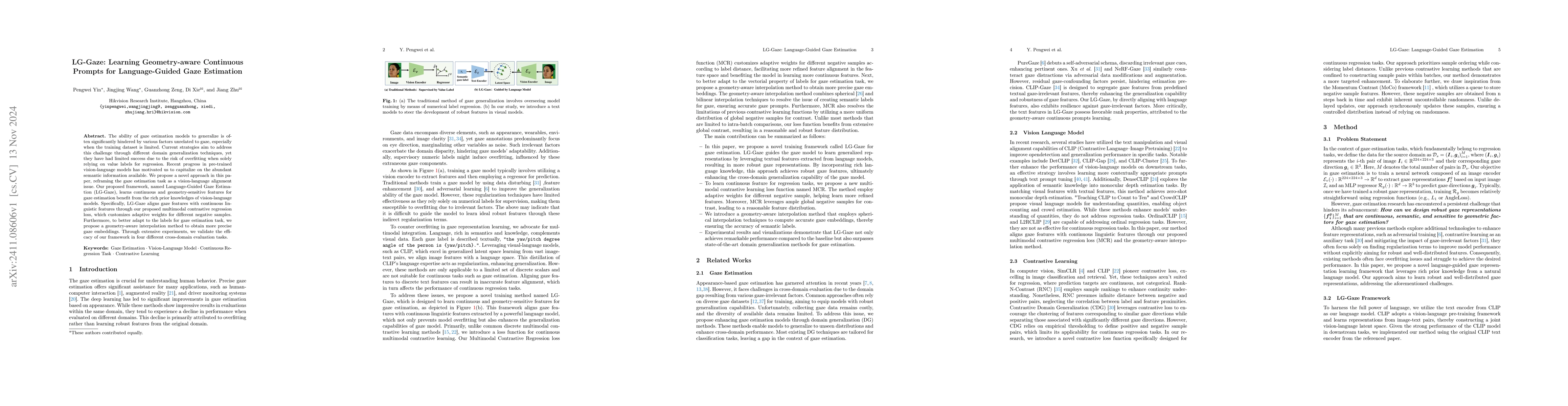 Thumbnail for LG-Gaze: Learning Geometry-aware Continuous Prompts for Language-Guided
  Gaze Estimation