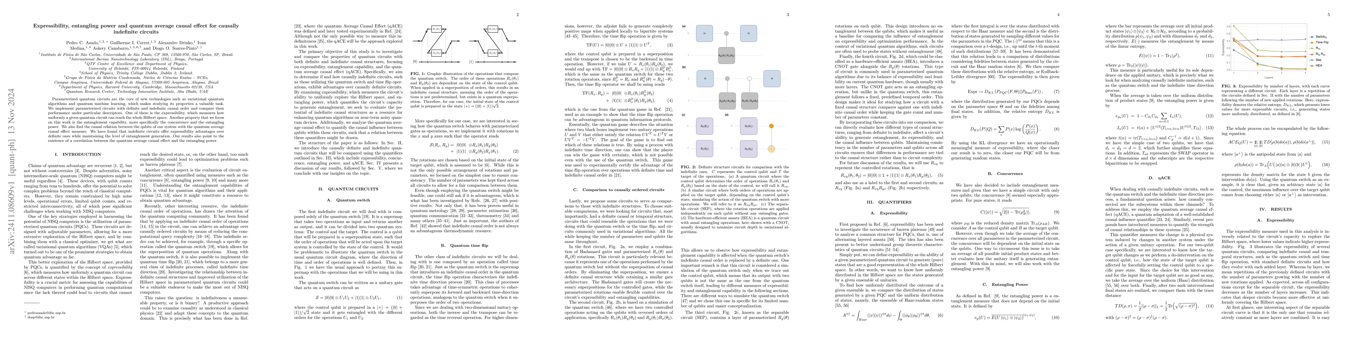 Thumbnail for Expressibility, entangling power and quantum average causal effect for
  causally indefinite circuits