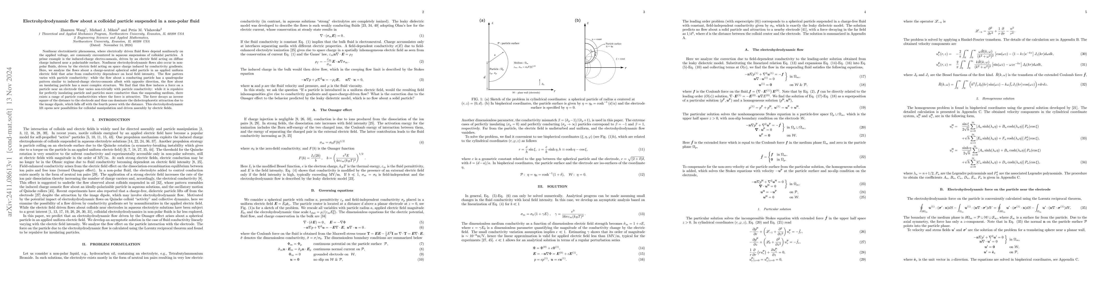 Thumbnail for Electrohydrodynamic flow about a colloidal particle suspended in a
  non-polar fluid