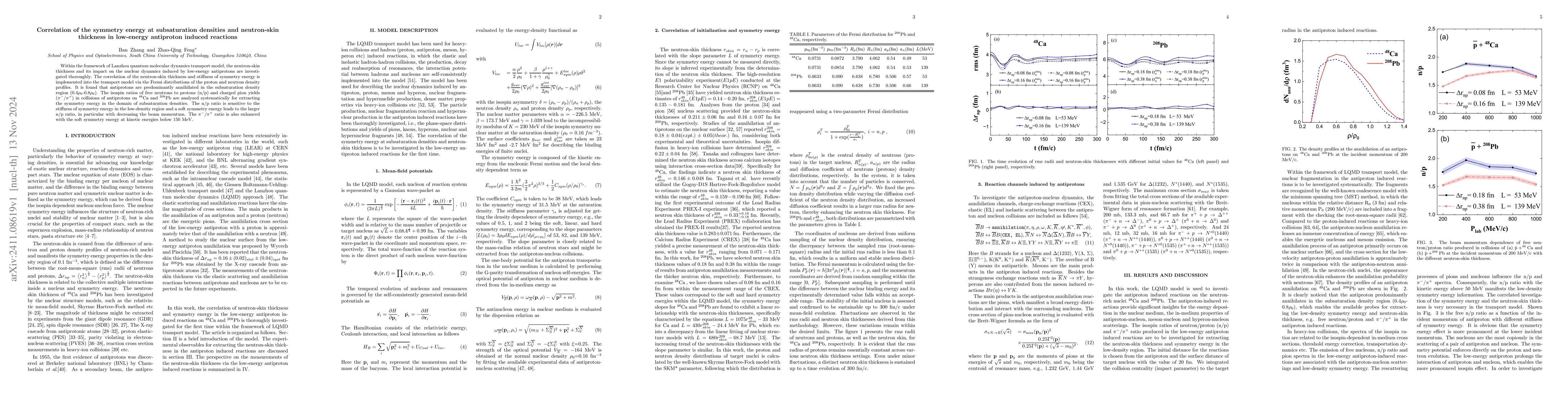 Thumbnail for Correlation of the symmetry energy at subsaturation densities and
  neutron-skin thickness in low-energy antiproton induced reactions