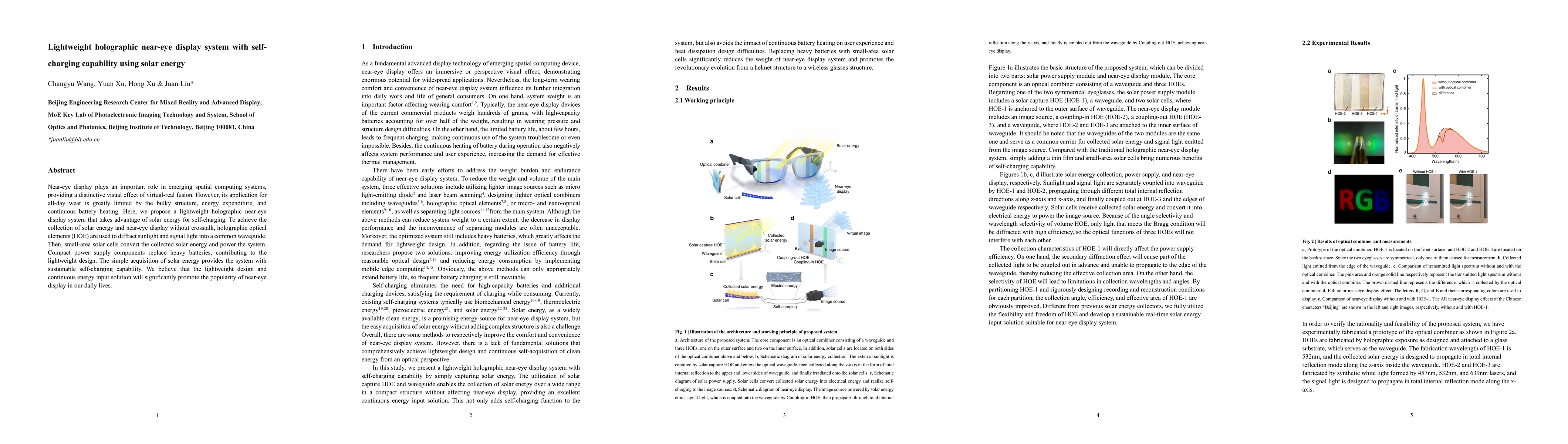 Thumbnail for Lightweight holographic near-eye display system with self-charging
  capability using solar energy