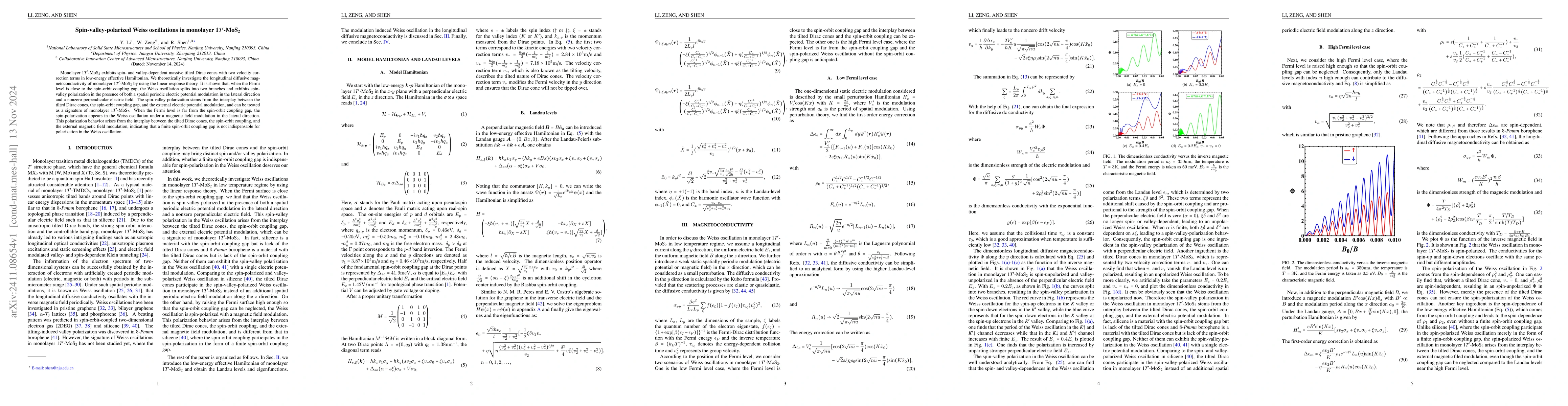 Thumbnail for Spin-valley-polarized Weiss oscillations in monolayer 1{\it
  T}$^{\prime}$-\ce{MoS2}
