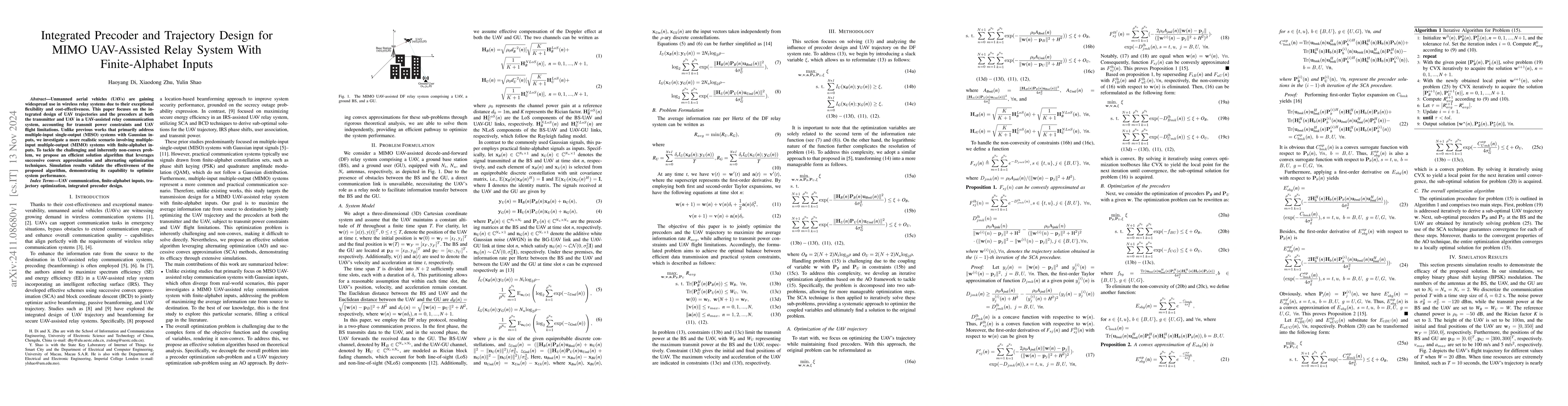 Thumbnail for Integrated Precoder and Trajectory Design for MIMO UAV-Assisted Relay
  System With Finite-Alphabet Inputs