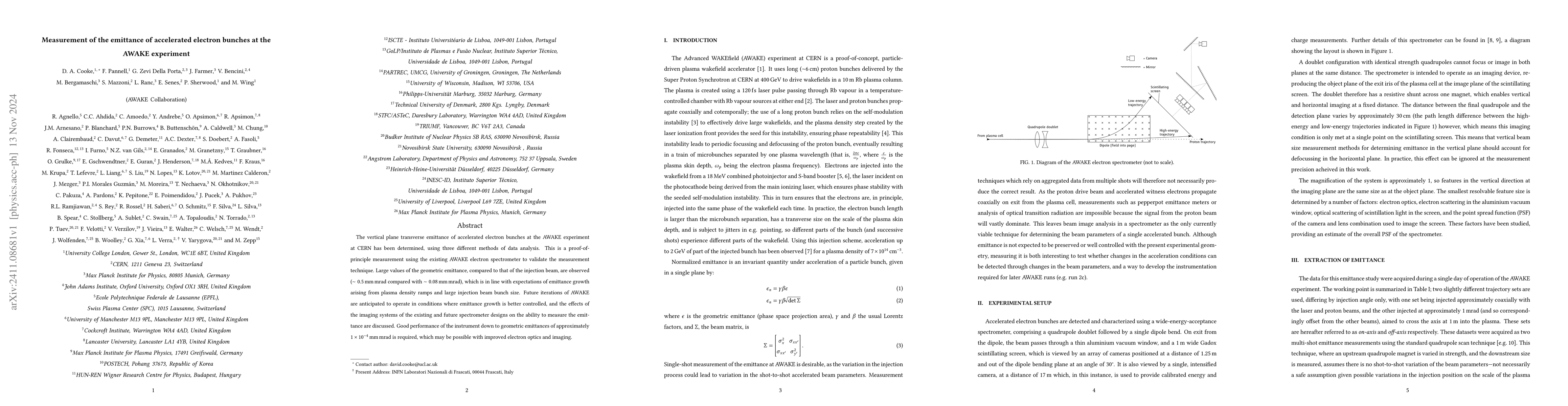 Thumbnail for Measurement of the emittance of accelerated electron bunches at the
  AWAKE experiment