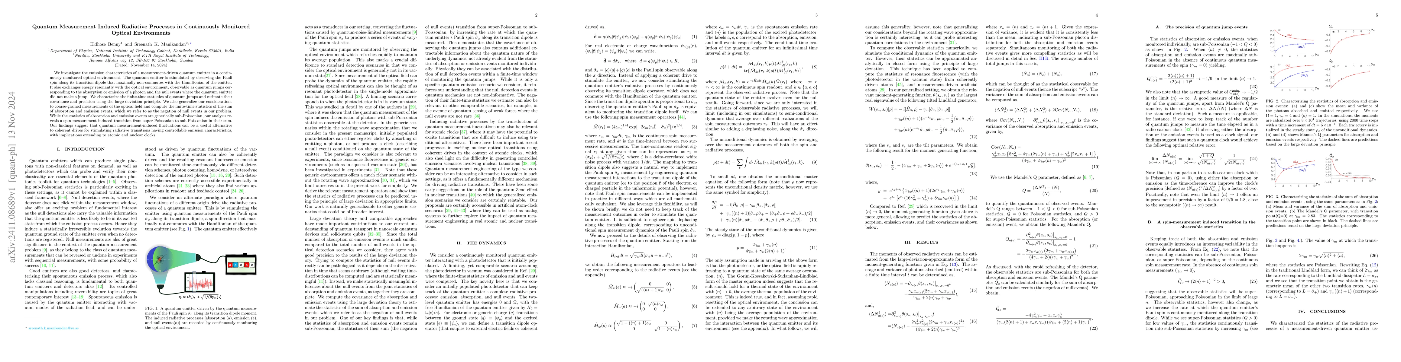 Thumbnail for Quantum Measurement Induced Radiative Processes in Continuously
  Monitored Optical Environments