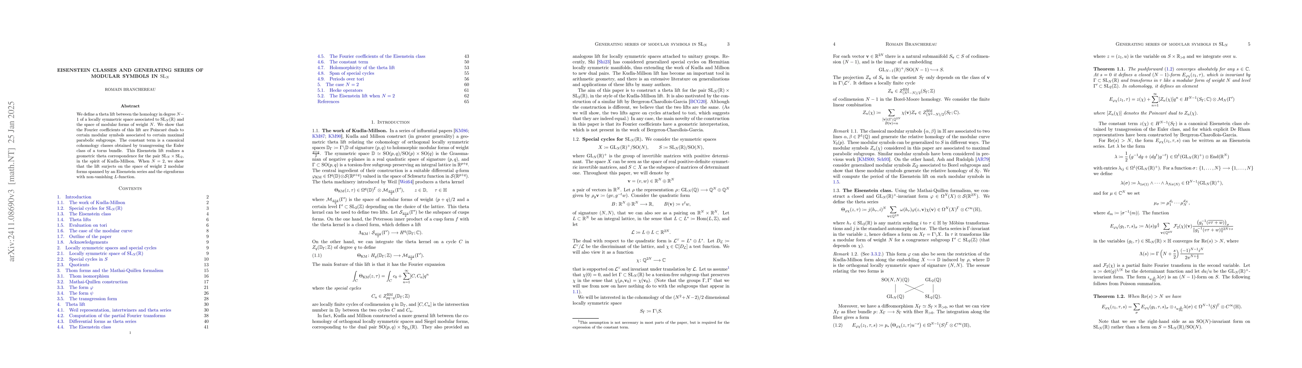 Thumbnail for Eisenstein classes and generating series of modular symbols in
  $\mathrm{SL}_N$